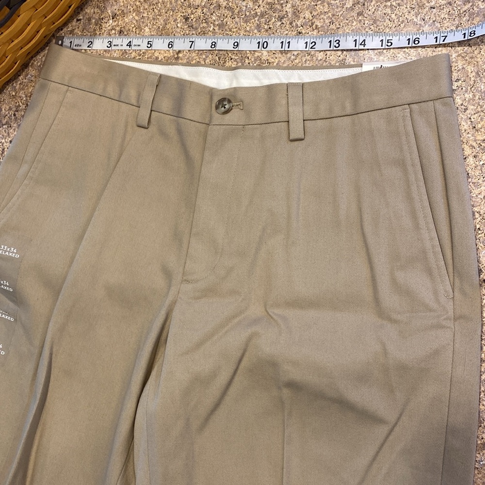 NWT Eddie Bauer Performance Chino Relaxed Fit Mid Rise Tag Says 33 x 34L Pants - Picture 3 of 16